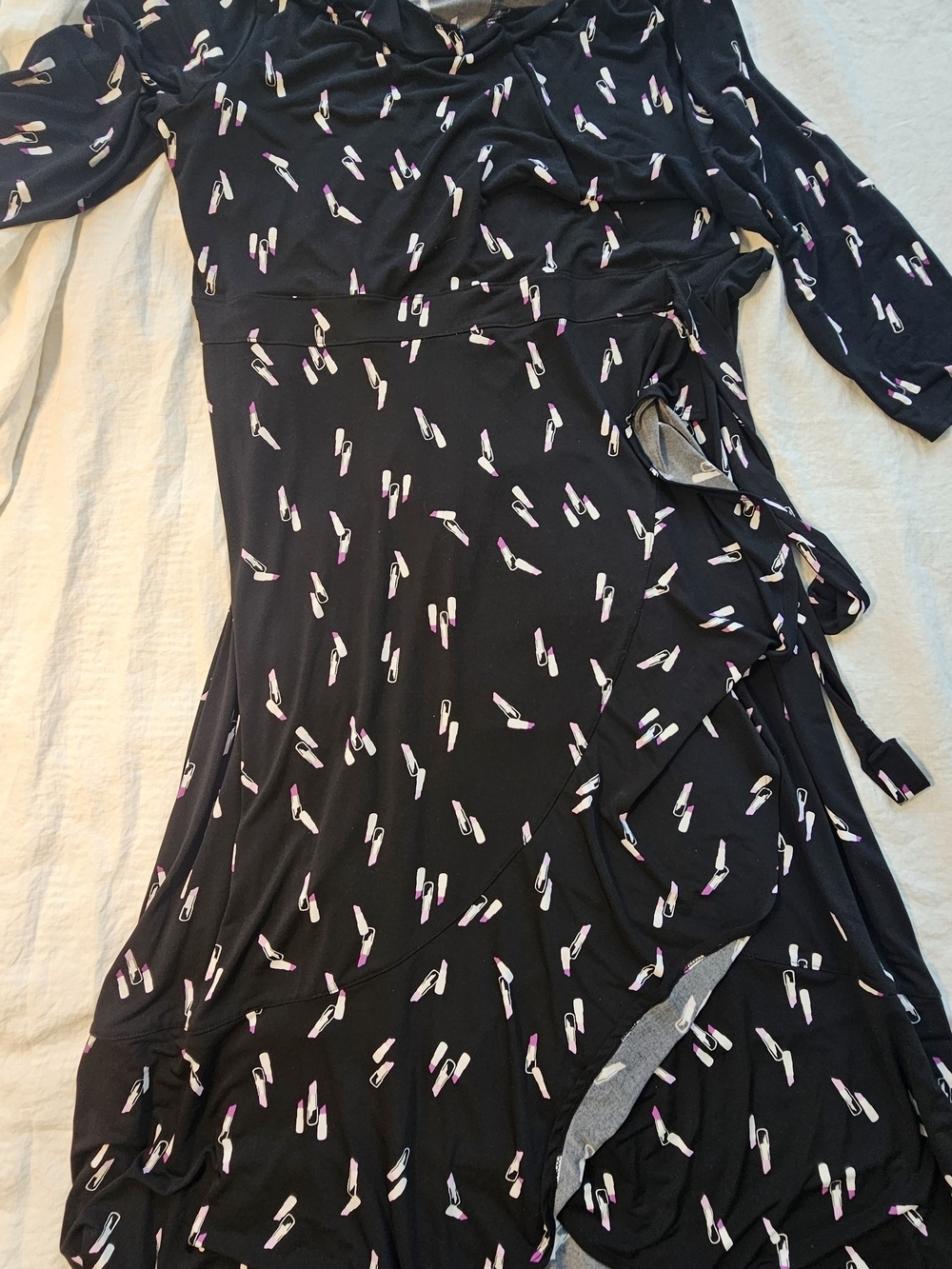 Lane Bryant Black Lipstick-Print Midi Wrap Dress Womens Size 18/20